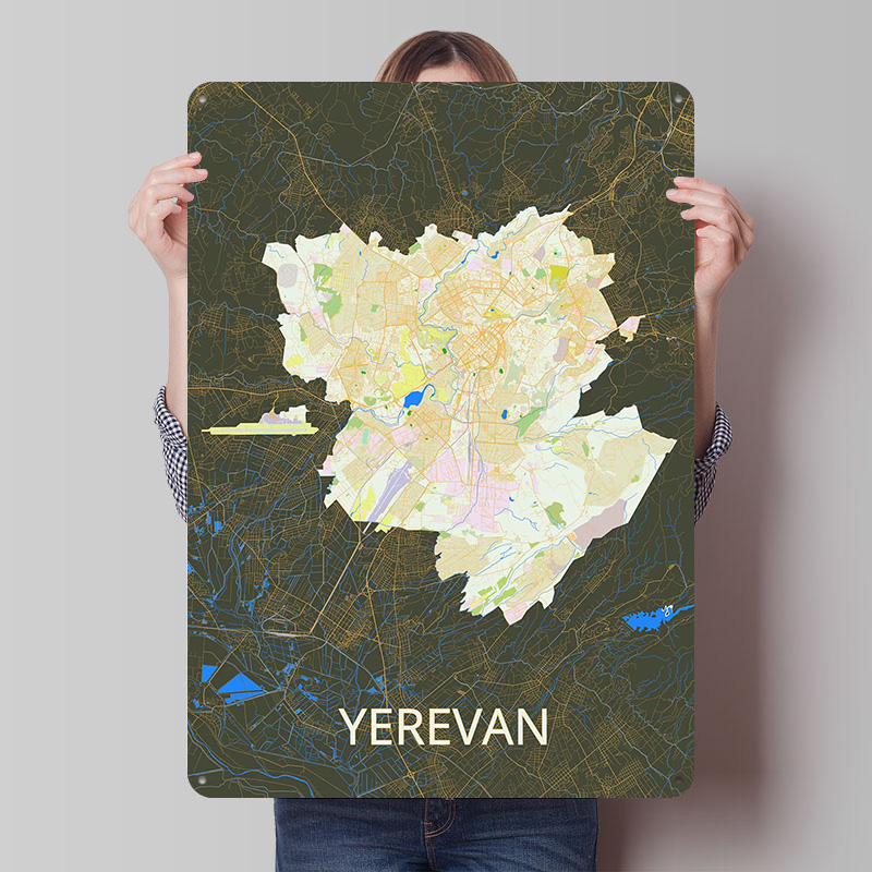 Yerevan City Map Tinplate Post - огляд і ціна Gaming Accessories Retro