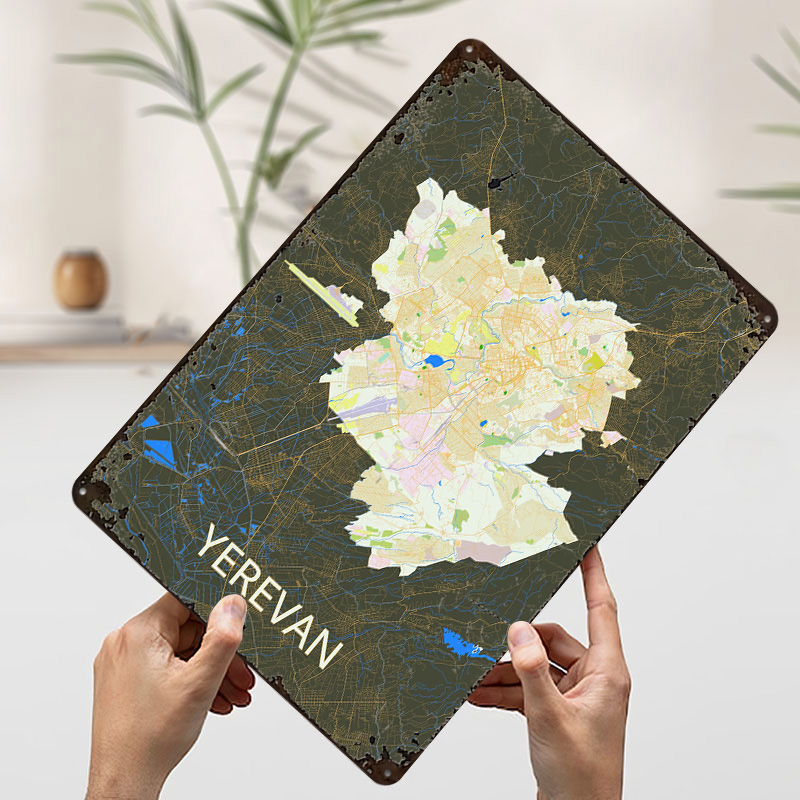 Yerevan City Map Tinplate Post - огляд і ціна Gaming Accessories Retro