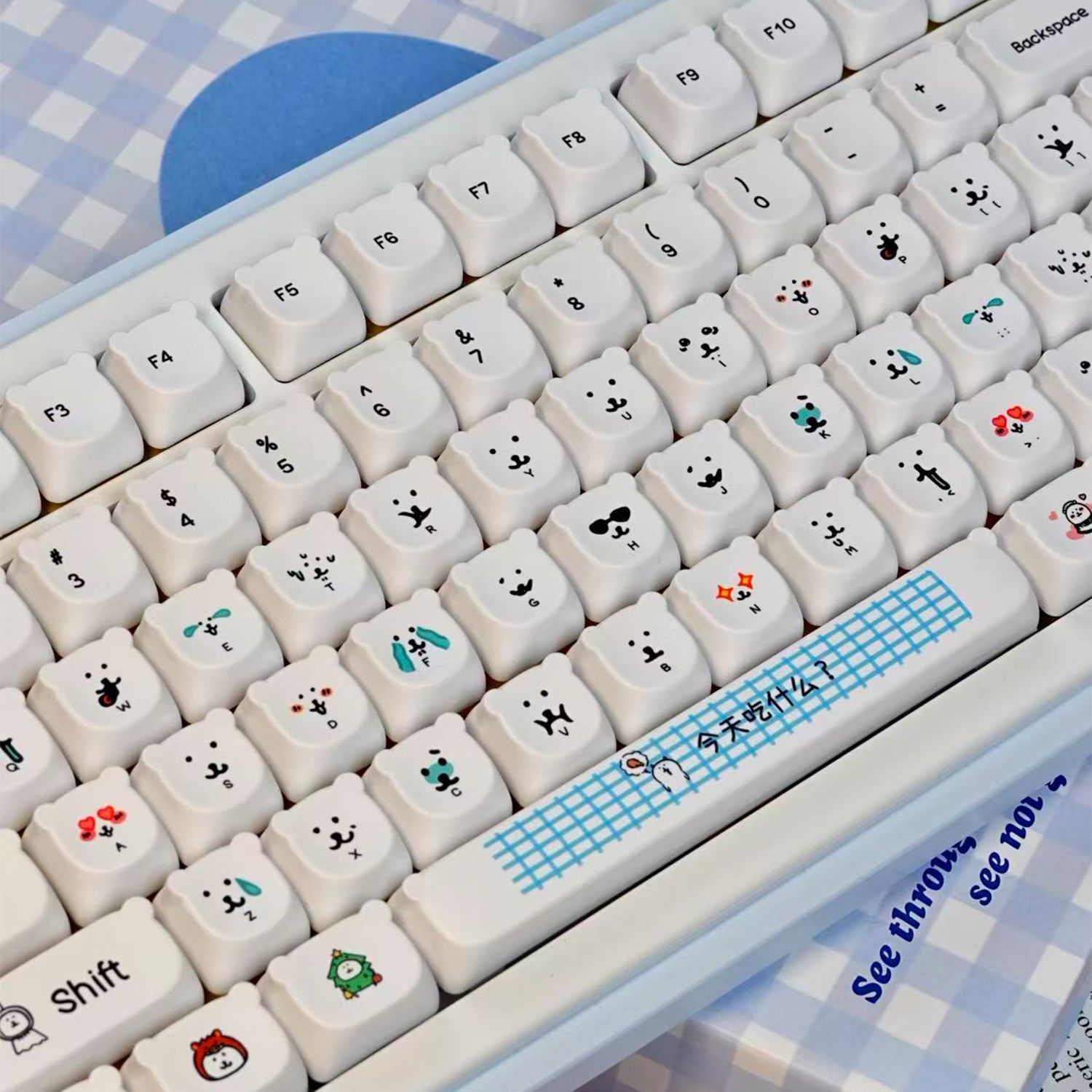 Kawaii Cartoon Joke Bear PBT K - огляд і ціна Gaming Accessories Aesthetic